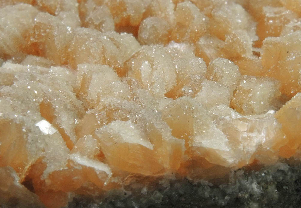 Stilbite with Calcite and Pyrite from Moore's Station Quarry, 44 km northeast of Philadelphia, Mercer County, New Jersey