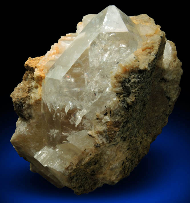 Quartz var. Herkimer Diamond in Calcite from Hickory Hill Diamond Diggings, Fonda, Montgomery County, New York