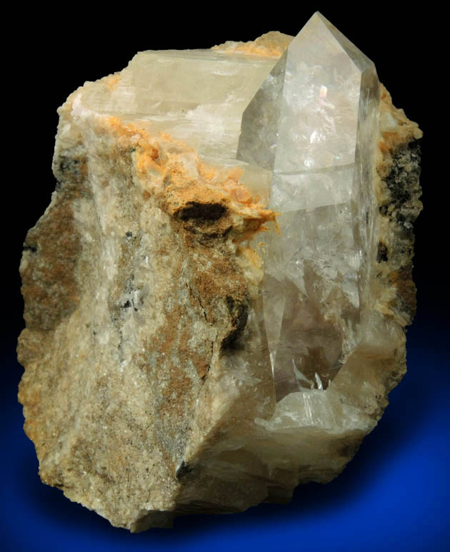 Quartz var. Herkimer Diamond in Calcite from Hickory Hill Diamond Diggings, Fonda, Montgomery County, New York