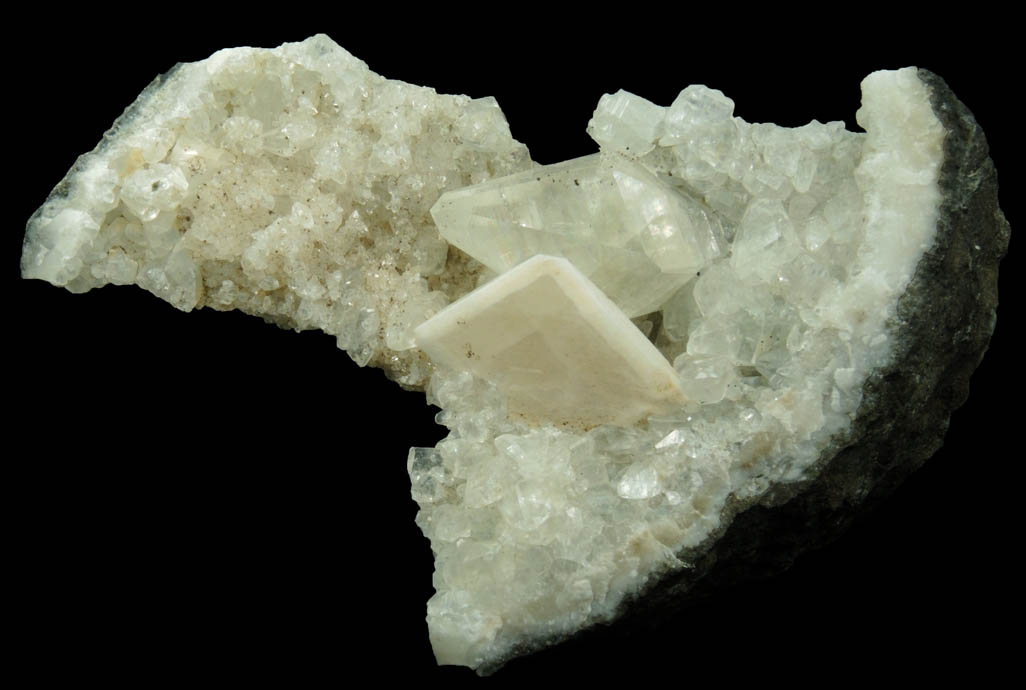 Barite and twinned Calcite on Datolite from Millington Quarry, Bernards Township, Somerset County, New Jersey