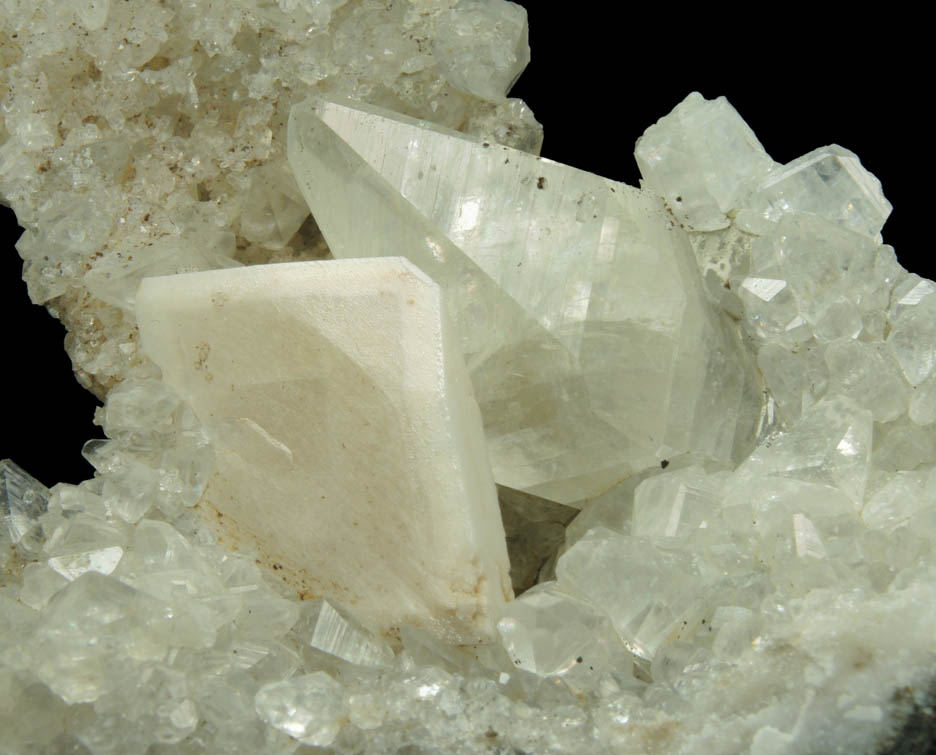 Barite and twinned Calcite on Datolite from Millington Quarry, Bernards Township, Somerset County, New Jersey