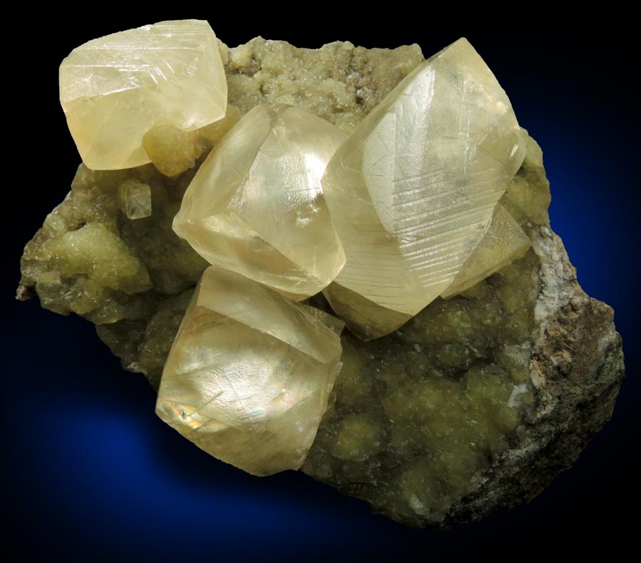 Calcite on Prehnite from Millington Quarry, Bernards Township, Somerset County, New Jersey