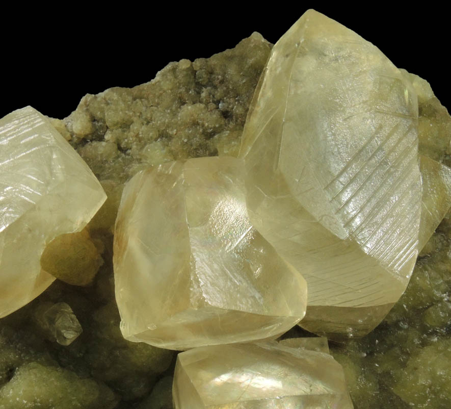 Calcite on Prehnite from Millington Quarry, Bernards Township, Somerset County, New Jersey