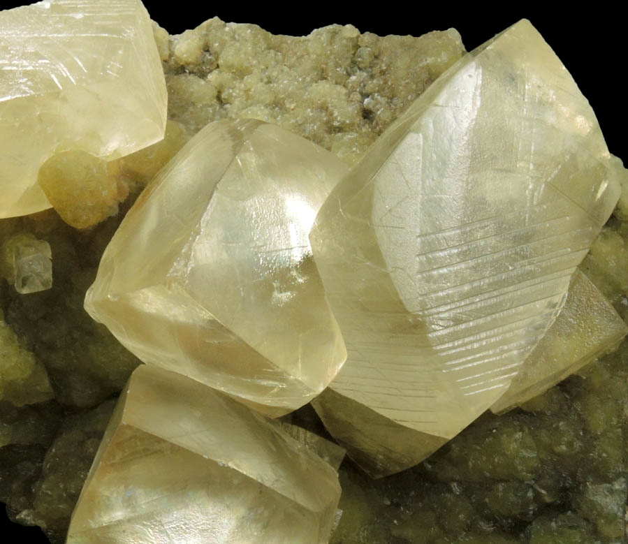 Calcite on Prehnite from Millington Quarry, Bernards Township, Somerset County, New Jersey