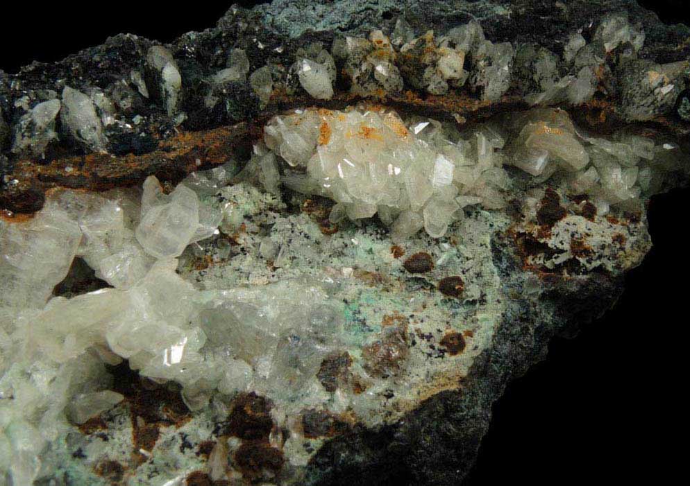 Cerussite and Quartz in Galena solution cavity from Wheatley Mine, Phoenixville District, Chester County, Pennsylvania