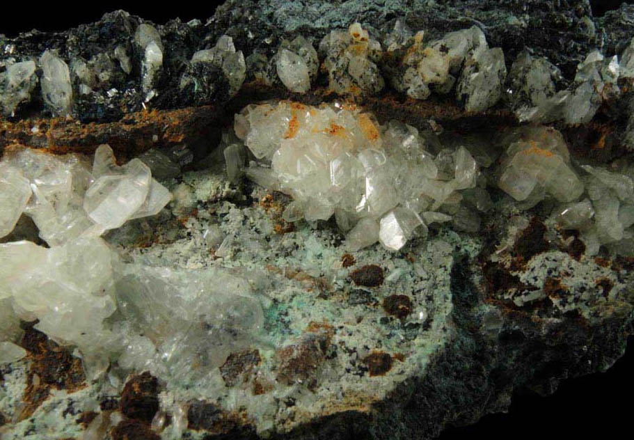 Cerussite and Quartz in Galena solution cavity from Wheatley Mine, Phoenixville District, Chester County, Pennsylvania