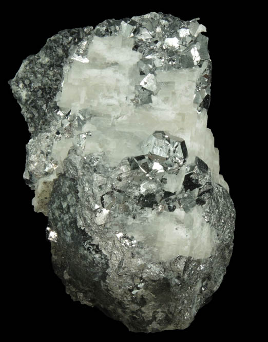 Carrollite in Calcite from Kamoya Mines, Kambove Mining District, 130 km NW of Lubumbashi, Katanga Copperbelt, Lualaba Province, Democratic Republic of the Congo