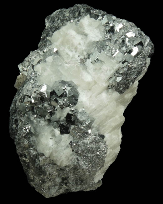 Carrollite in Calcite from Kamoya Mines, Kambove Mining District, 130 km NW of Lubumbashi, Katanga Copperbelt, Lualaba Province, Democratic Republic of the Congo