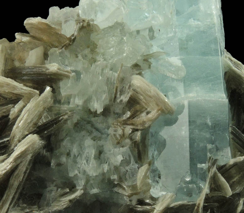 Beryl var. Aquamarine in Muscovite from Nagar, Hunza Valley, Gilgit District, Gilgit-Baltistan, Pakistan