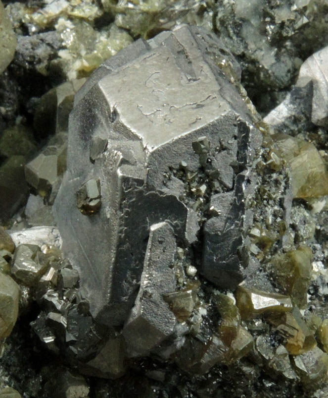 Galena (Spinel Law twinned crystals) and Pyrite on Sphalerite from Deveti Septemvri Mine, Madan District, Rhodope Mountains, Bulgaria