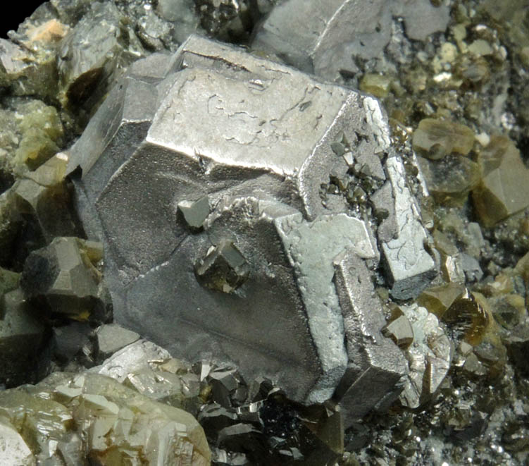 Galena (Spinel Law twinned crystals) and Pyrite on Sphalerite from Deveti Septemvri Mine, Madan District, Rhodope Mountains, Bulgaria