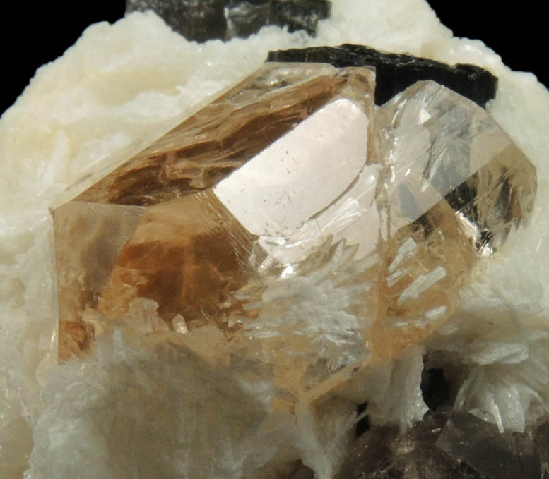 Topaz (gem-grade) in Albite with Smoky Quartz from Shigar Valley, Skardu District, Baltistan, Gilgit-Baltistan, Pakistan