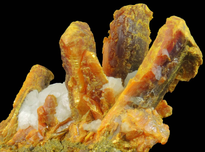 Orpiment in Calcite with Realgar from Shimen Mine, Hunan, China