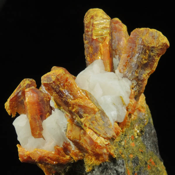 Orpiment in Calcite with Realgar from Shimen Mine, Hunan, China