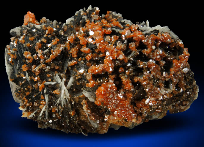 Vanadinite on Barite from Mibladen, Haute Moulouya Basin, Zeida-Aouli-Mibladen belt, Midelt Province, Morocco