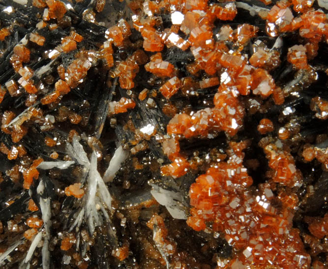 Vanadinite on Barite from Mibladen, Haute Moulouya Basin, Zeida-Aouli-Mibladen belt, Midelt Province, Morocco