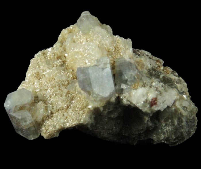 Fluorapatite on Bertrandite from Emmons Quarry, southeastern slope of Uncle Tom Mountain,  Greenwood, Oxford County, Maine