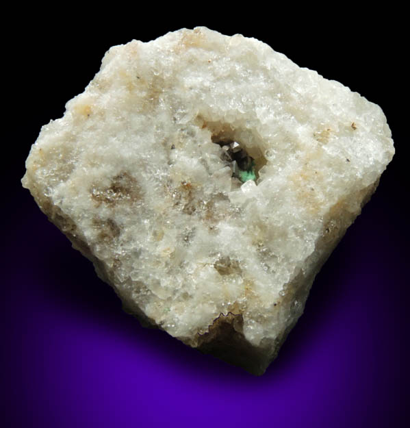 Malachite on Quartz from Manhan Lead Mines, Loudville District, 3 km northwest of Easthampton, Hampshire County, Massachusetts