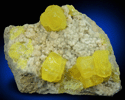 Sulfur on Aragonite from Agrigento District (Girgenti), Sicily, Italy