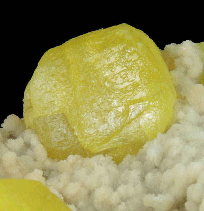 Sulfur on Aragonite from Agrigento District (Girgenti), Sicily, Italy