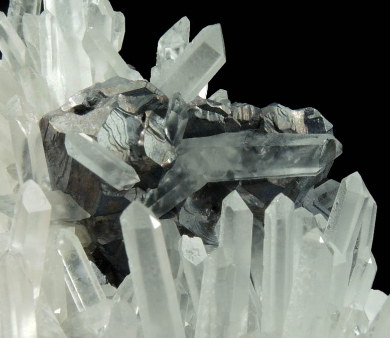 Quartz with Galena (Spinel Law-twinned crystals) from Krushev Dol Mine, Madan District, Rhodope Mountains, Bulgaria