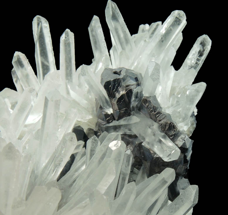 Quartz with Galena (Spinel Law-twinned crystals) from Krushev Dol Mine, Madan District, Rhodope Mountains, Bulgaria