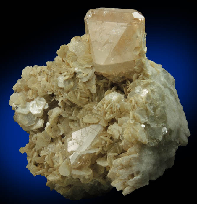 Topaz and Muscovite on Albite from Shigar Valley, Skardu District, Baltistan, Gilgit-Baltistan, Pakistan