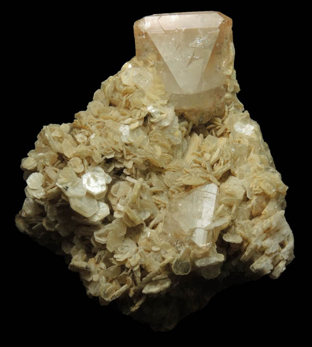 Topaz and Muscovite on Albite from Shigar Valley, Skardu District, Baltistan, Gilgit-Baltistan, Pakistan