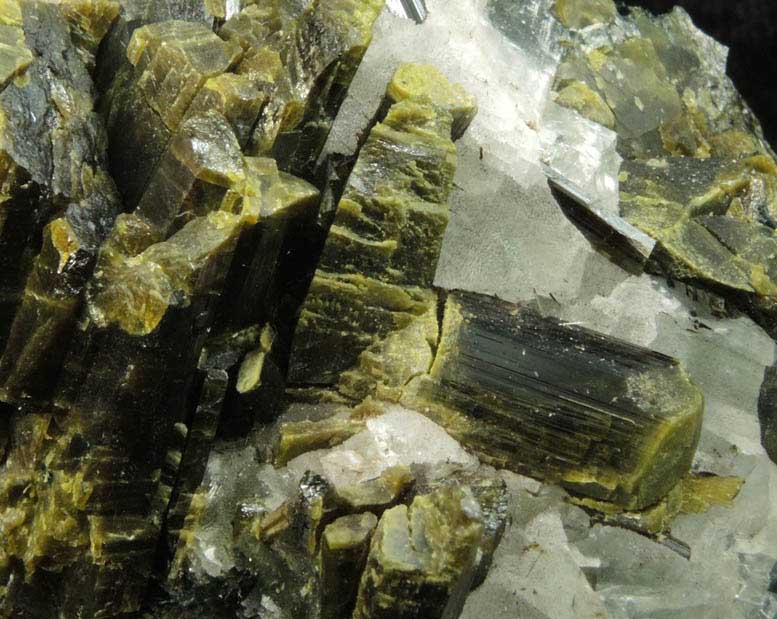 Epidote and Actinolite var. Byssolite in Calcite from Knappenwand, Untersulzbachtal, near Salzburg, Austria