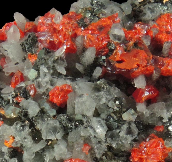 Realgar and Quartz with Pyrite from Julcani District, Huancavelica, Peru