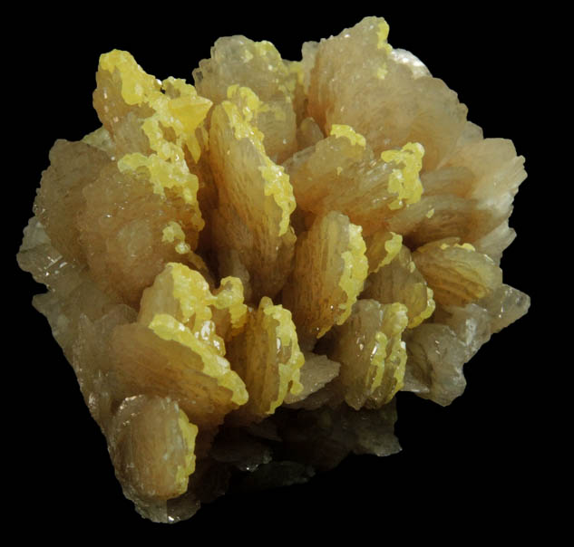 Sulfur on Barite from Machow Mine, Tarnobrzeg, Poland