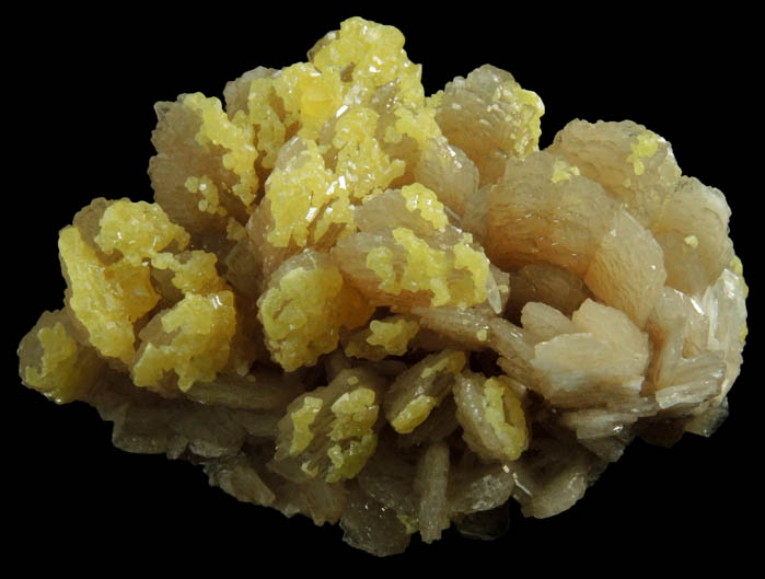 Sulfur on Barite from Machow Mine, Tarnobrzeg, Poland