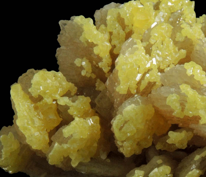 Sulfur on Barite from Machow Mine, Tarnobrzeg, Poland