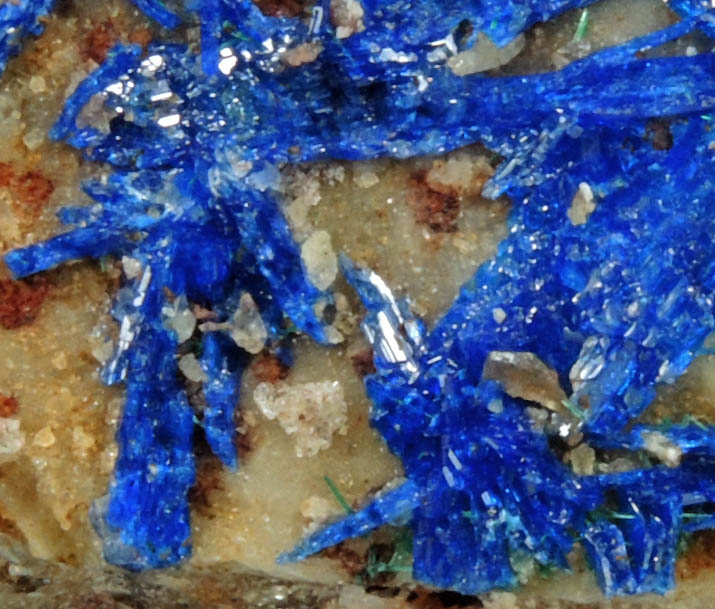 Linarite on Quartz from Grand Reef Mine, Aravaipa District, Graham County, Arizona