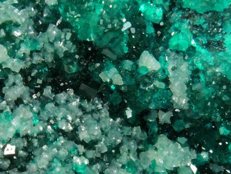 Dioptase with Calcite from Tsumeb Mine, Otavi-Bergland District, Oshikoto, Namibia