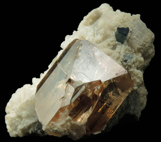 Topaz, Elbaite Tourmaline and Smoky Quartz in Albite from Skardu District, Baltistan, Gilgit-Baltistan, Pakistan