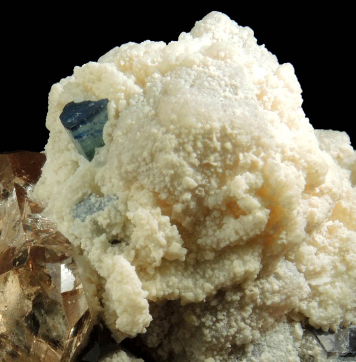 Topaz, Elbaite Tourmaline and Smoky Quartz in Albite from Skardu District, Baltistan, Gilgit-Baltistan, Pakistan