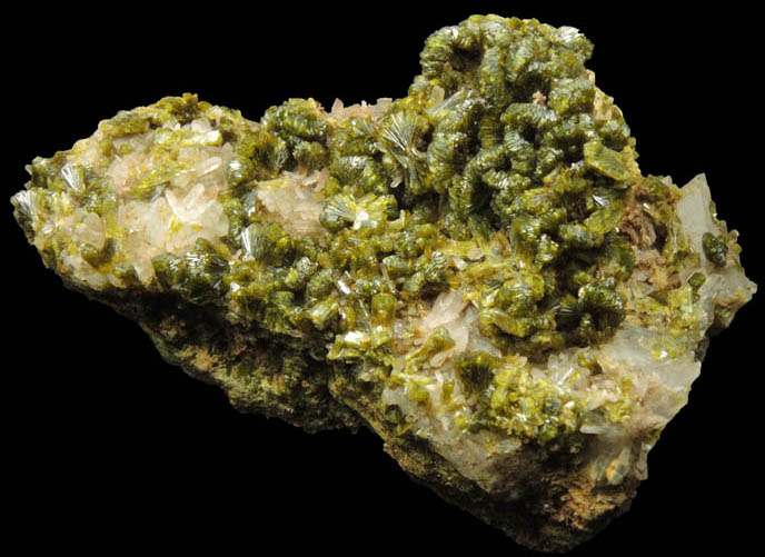 Epidote over Quartz from Imilchil, High Atlas Mountains, Errachidia Province, Morocco