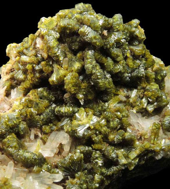 Epidote over Quartz from Imilchil, High Atlas Mountains, Errachidia Province, Morocco