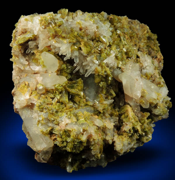 Epidote over Quartz from Imilchil, High Atlas Mountains, Errachidia Province, Morocco