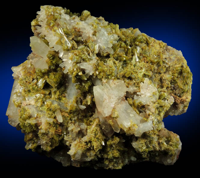 Epidote over Quartz from Imilchil, High Atlas Mountains, Errachidia Province, Morocco