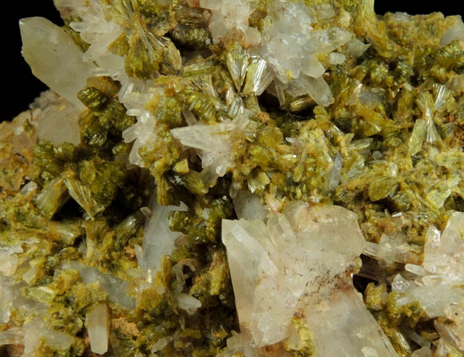 Epidote over Quartz from Imilchil, High Atlas Mountains, Errachidia Province, Morocco