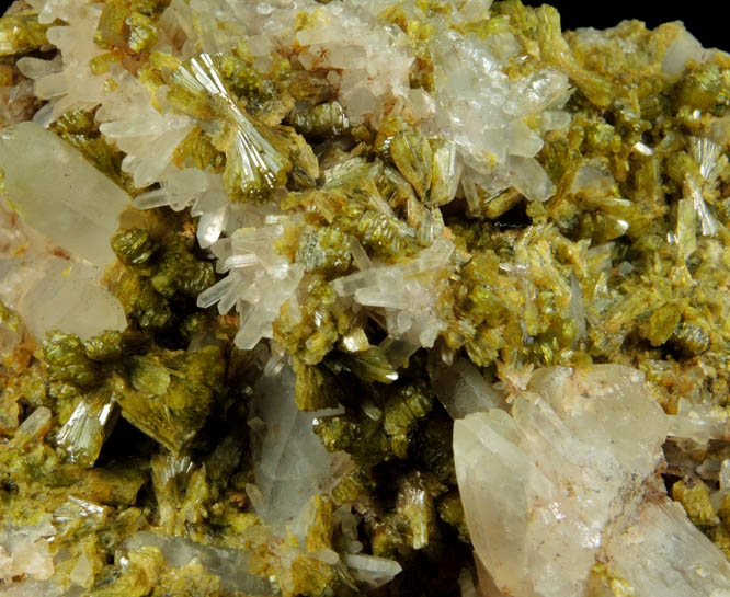 Epidote over Quartz from Imilchil, High Atlas Mountains, Errachidia Province, Morocco