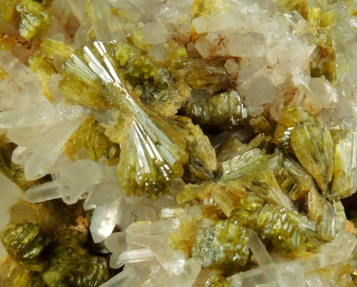 Epidote over Quartz from Imilchil, High Atlas Mountains, Errachidia Province, Morocco