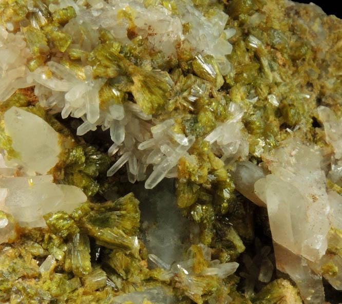 Epidote over Quartz from Imilchil, High Atlas Mountains, Errachidia Province, Morocco