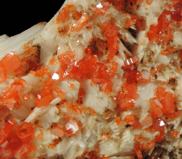 Vanadinite on Barite from Mibladen, Haute Moulouya Basin, Zeida-Aouli-Mibladen belt, Midelt Province, Morocco