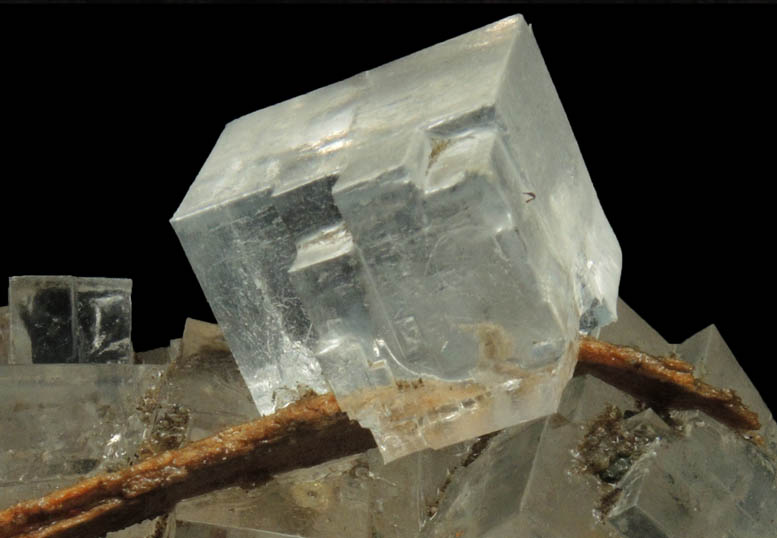 Halite over wood from mine timber from Wieliczka Mine, Malopolskie, Poland