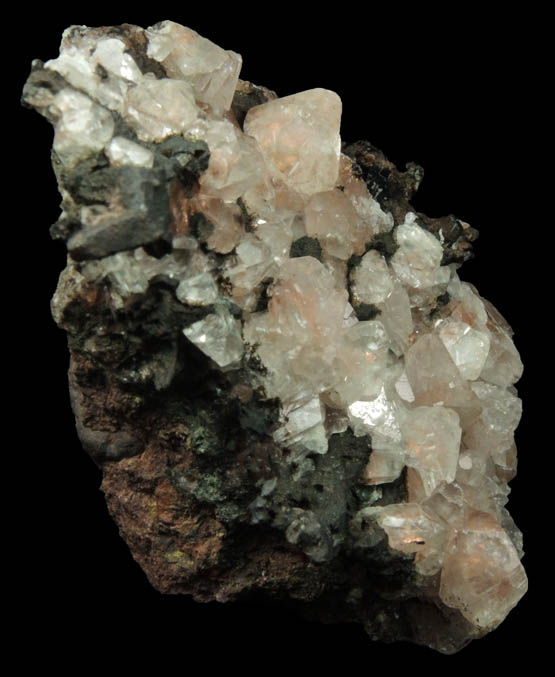 Calcite on Native Copper from Keweenaw Peninsula Copper District, Michigan