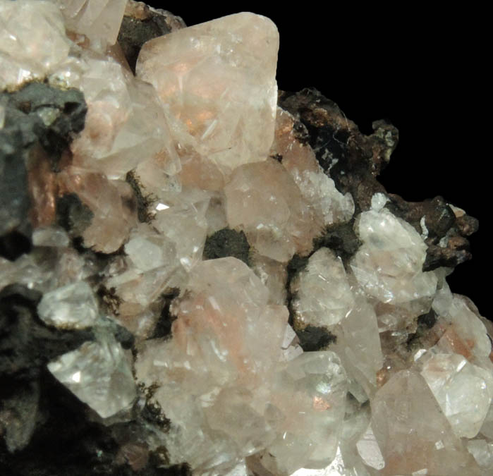 Calcite on Native Copper from Keweenaw Peninsula Copper District, Michigan