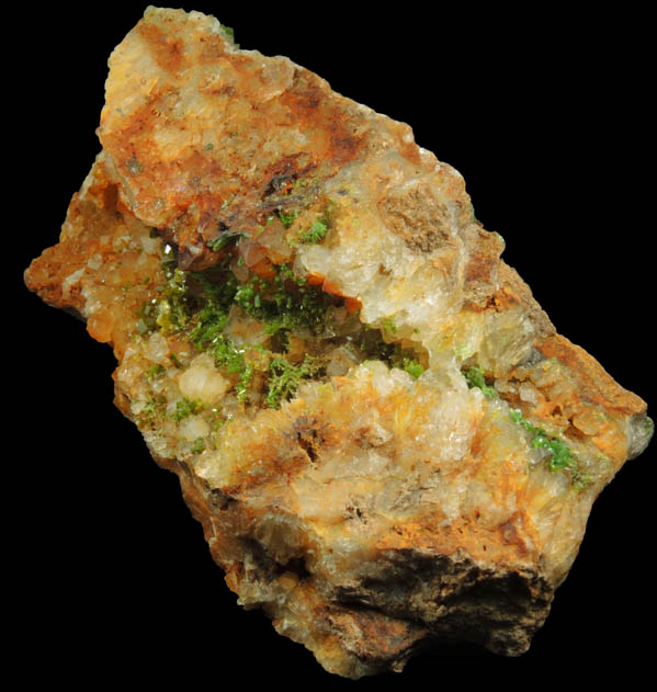 Pyromorphite on Quartz from Wheatley Mine, Phoenixville District, Chester County, Pennsylvania